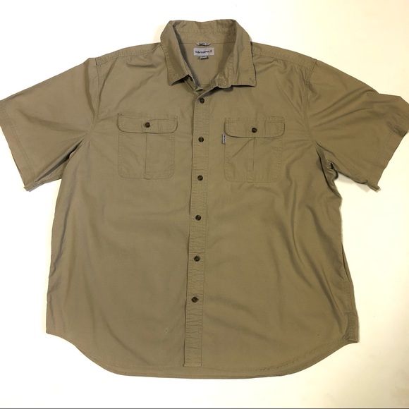 Carhartt Other - Carhartt Relaxed Fit Button Down Khaki Tan Shirt 2XL